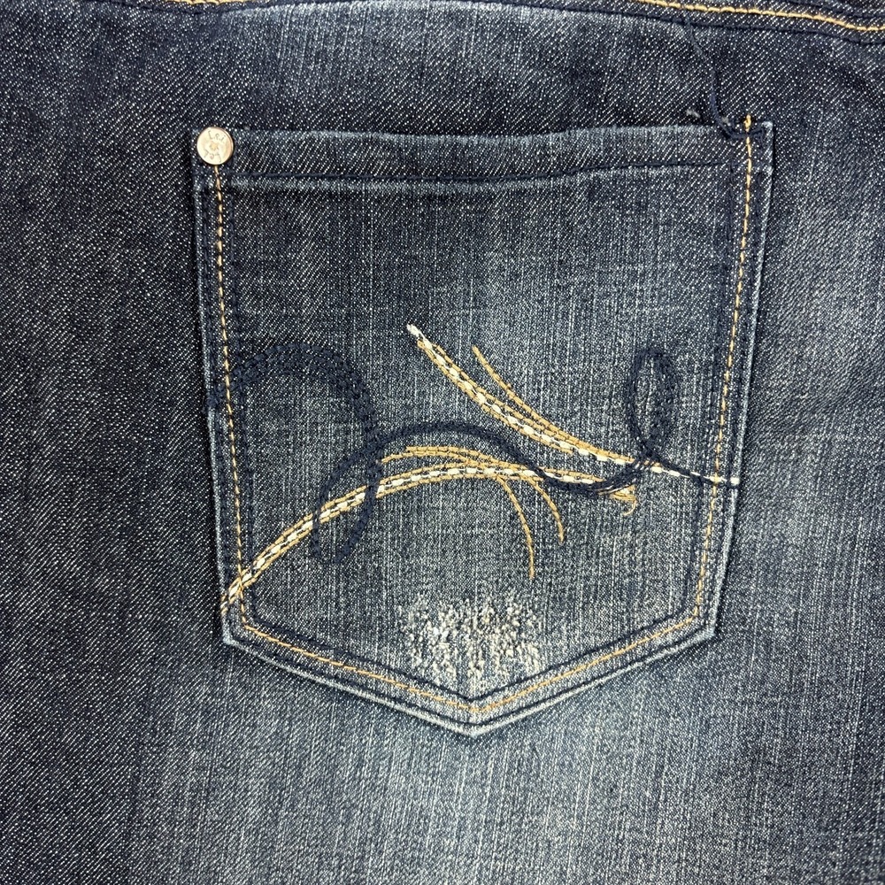 L.e.i.‎ Ashley Trouble Skinny Jeans Junior 17 Blue Indigo Denim Embroidered - Picture 14 of 16